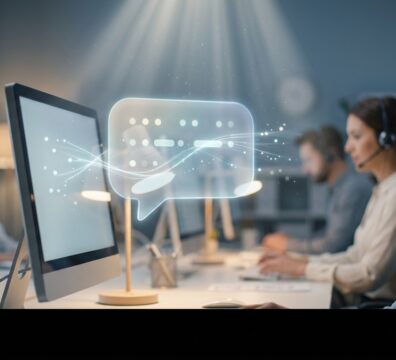 Agentes de contact center trabajando con IA conversacional SophIA