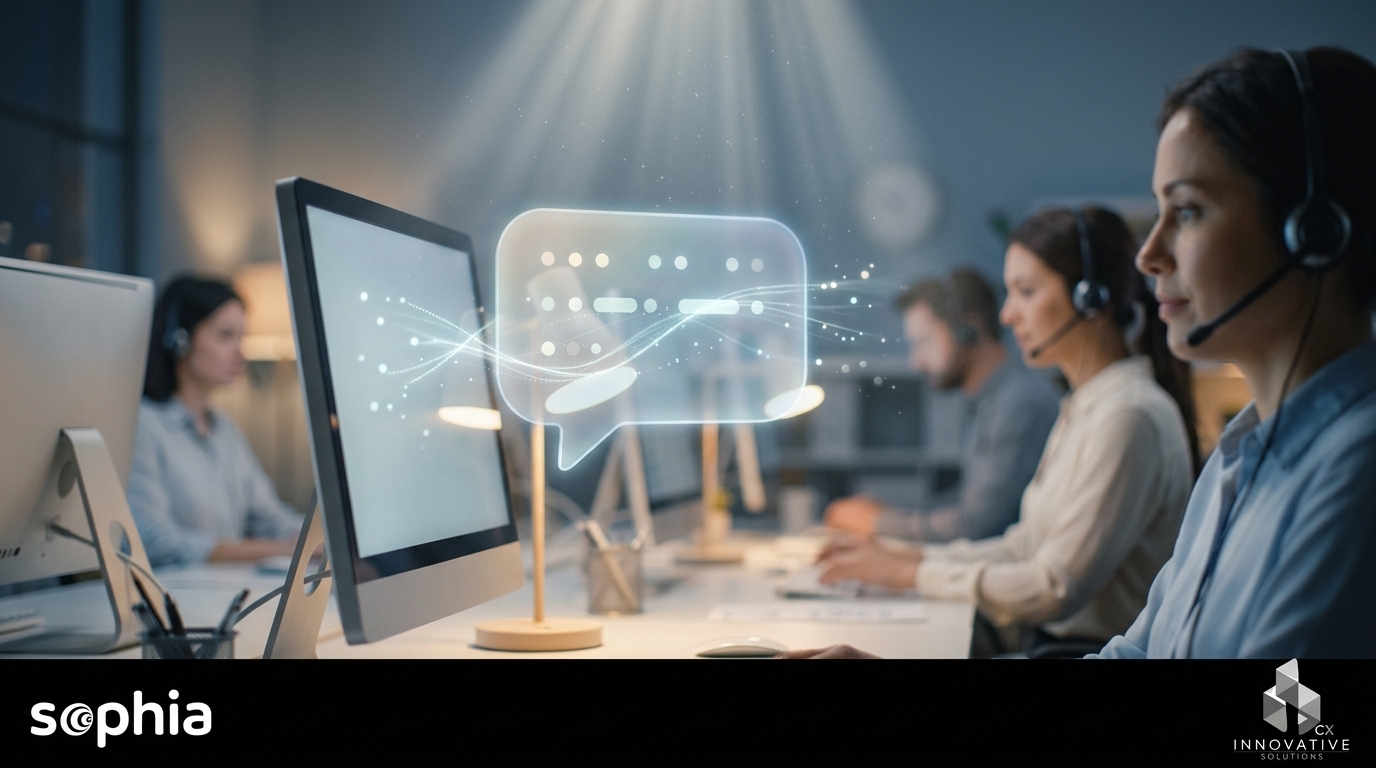 Agentes de contact center trabajando con IA conversacional SophIA
